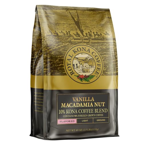 Vanilla Macadamia Light Roast Ground Coffee - 40 Ounce Pack of 1 - Kona Blend