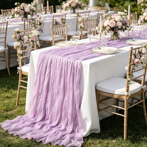 Cheesecloth Table Runner,Boho Gauze Decor for Wedding-Birthday-Deco