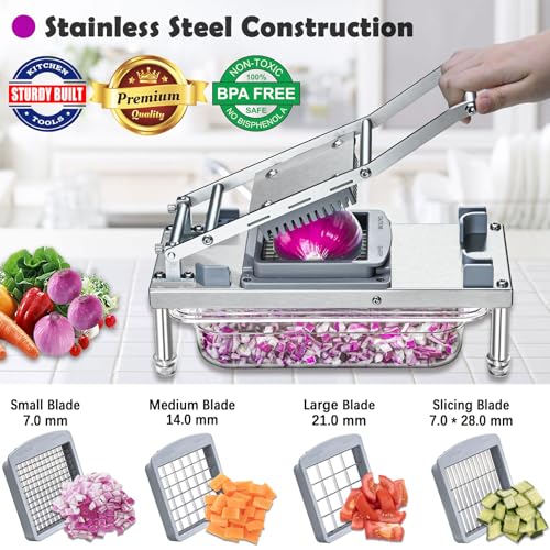 Vegetable Chopper with 10 Blades - Food Dicer for Onion Tomato Potato
