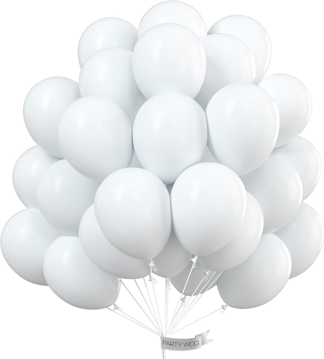 PartyWoo White Balloons - 100 Pcs 12 Inch & 5 Inch Matte Balloons for Celebrations
