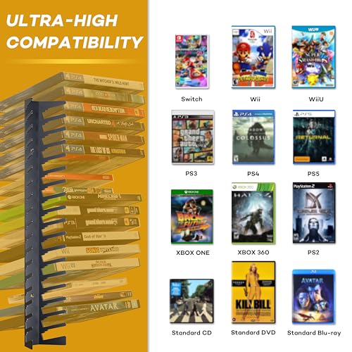 Funturbo 4-Pack Wall-Mount Video Game Storage Shelves for PS, Xbox, Switch Discs