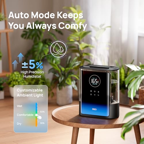 DREO 8L Smart Humidifier for Large Rooms - Black, Warm & Cool Mist, 80H Runtime