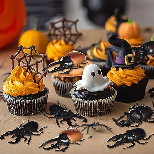 yueton 15PCS Lifelike Simulation Plastic PVC Beetle Halloween Beetle Figurine Beetle Figures Artificial Beetle Bug Decorations Realistic Fake Animal Models Ornaments for Home Party Decorations