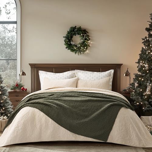 EverGrace Chunky Chenille Knit Throw Blanket 50x60 Olive Green
