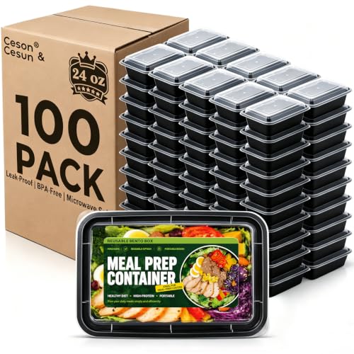 Meal Prep Containers 24oz 100 Pack - Leakproof BPA-Free Food Storage Bento Boxes Variation of 24 / 100