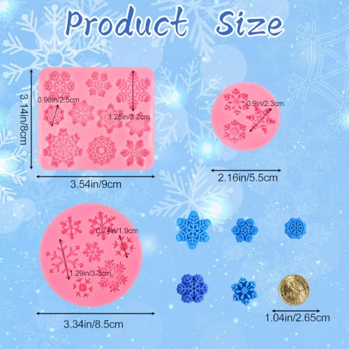 Eiyisem 7-Piece Snowflake Fondant Molds Set — Pink Silicone Cake Decorating & Candy Mliers