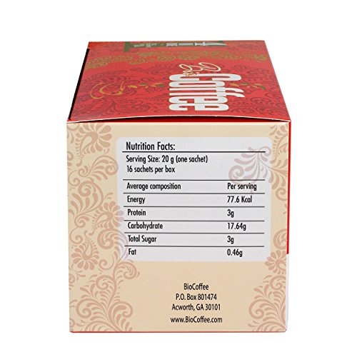 Organic Instant Alkaline Coffee with Wheatgrass - Caffeine-Free, 32 Sachets