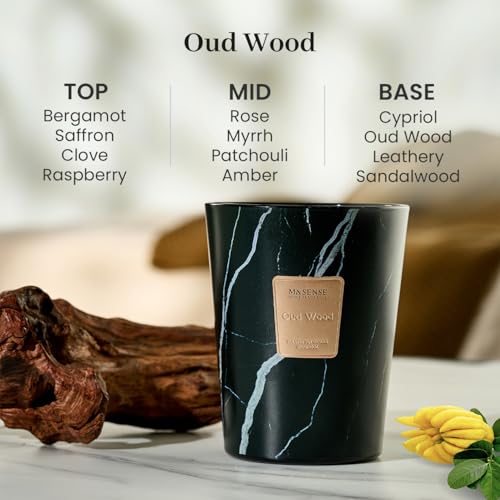 M&SENSE OudWood Large Candle - Extra Large 35oz Triple Wick Scented Candle for Home & Gift