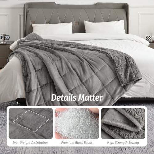 Weighted Blanket for Adults 15 lbs King Grey Sherpa Fleece 80x87 Variation of THIS listing