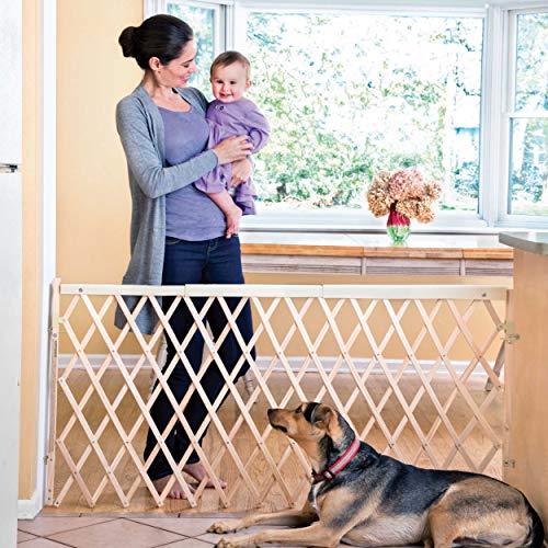 Evenflo Expansion Walk-Thru Baby Gate Natural Wood - Extra Wide Safety Barrier
