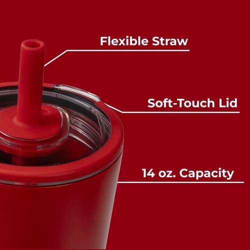 HydroJug Everyday Tumbler 20 oz – Ceramic-Lined Insulated Tumbler with Straw and Soft-Touch Lid, Cup Holder Friendly, Double-Wall Vacuum Insulation, Reusable Travel Cup – Alumni Red
