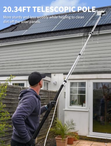 20.34ft Telescopic Water-Fed Washing Kit with Soap Dispenser - Solar Panel & Window Cleaning