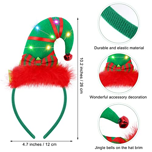 Aneco Christmas Headbands with LED Lights - Reindeer, Santa & Elf Styles, 3 Pack