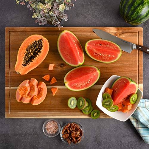 Kenosha Extra Large Acacia Wood Cutting Board 24x16 Inch Juice Groove Heavy Duty