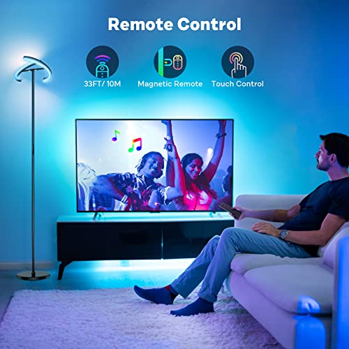 SIBRILLE RGB Floor Lamp - Color Changing Dimmable LED Standing Light with Remote, Modern Tall Lamp for Living Room & Bedroom
