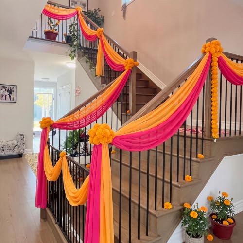 Warm Diwali Marigold Garland Decoration Set - Artificial Floral Pooja Backdrop