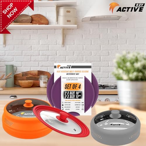 EZY ACTIVE Black Collapsible Microwave Cover for Food, 10.5-12 Inch Plates & Bowls