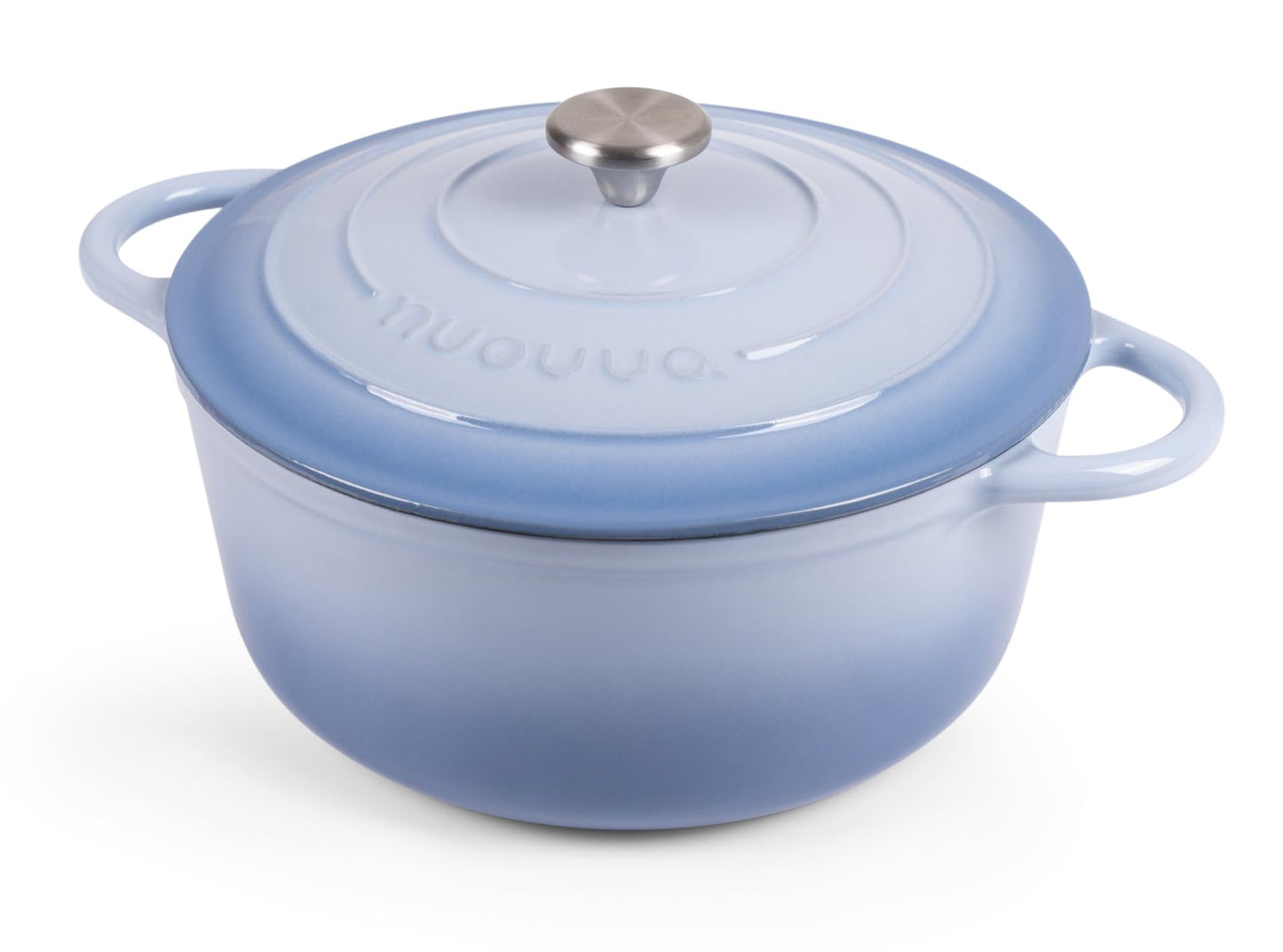 Nuovva Enamelled Cast Iron Dutch Oven Pot with Lid 6.4 Quart Non Stick Casserole Pot – Heavy Duty & Oven Safe up to 500° F for Bread Baking, Braising, Stews, Roasting – 28cm Costal Blue