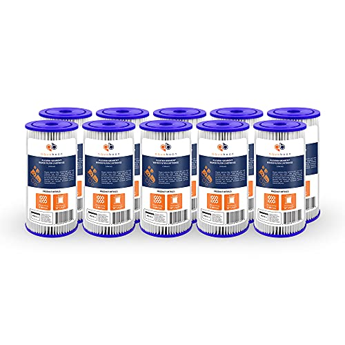 Aquaboon 5 Micron Pleated Sediment Water Filter Cartridge - 10-Pack, 10 x 4.5 Inches