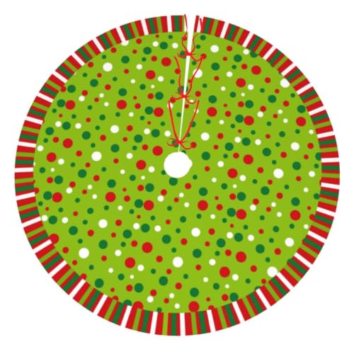 CAIBO Polka Dot 30in Christmas Tree Skirt - Indoor/Outdoor Holiday Decor (Small)
