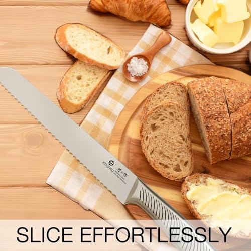 Imarku Bread Knife 10 Inch - Classic Silver High Carbon Stainless Steel