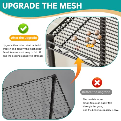 SINGAYE Black 5-Tier Metal Wire Shelving Unit, Adjustable Storage Shelf 10"D x 16"W x 55"H