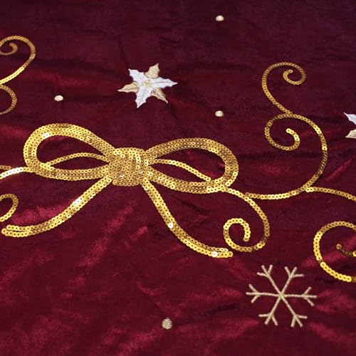 Etistta Christmas Tree Skirt Large 48 inch, Sequin Embroidered Bow