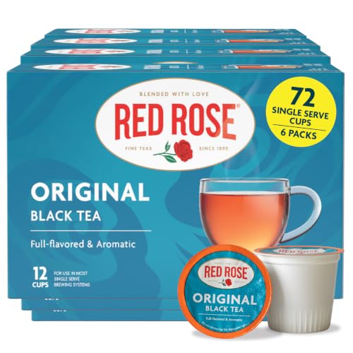 Red Rose Original Black Tea K-Cups 12-Count Pack, Strong Full Flavor - 6 Pack