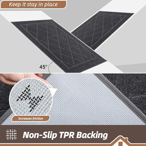 BEQHAUSE Dirt Trapper Door Mat 32x48 Inch Non-Slip Indoor/Outdoor Grey