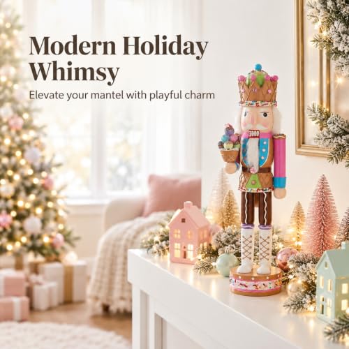 Candy Themed Nutcracker Figurine - 15 inch Wood Holiday Decor