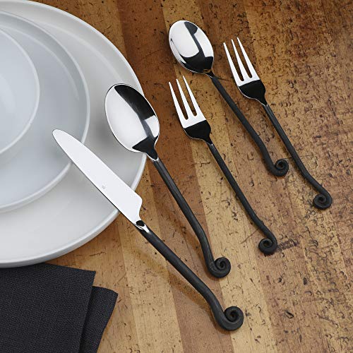 20-Piece Flatware Set with Treble Clef Design - Black Stainless Steel Cutlery for Dining