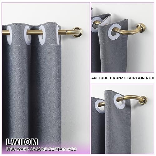 28-48 Inch Adjustable Antique Bronze Curtain Rod Set with Finials & Brackets - 2 Pack