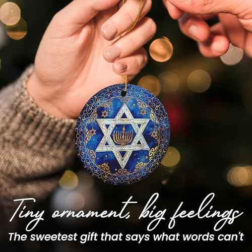 FLAGWIX Christmas Hanukkah Gifts for Men Women - Ceramic Christmas Ornaments 2025 for Tree - Hanukkah Decorations for Home, Spiritual Birthday Gifts for Mom Sister Friends, Jewish Gift Ideas