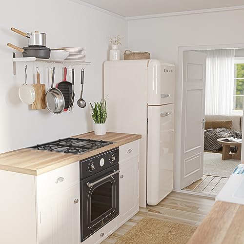 Stainless Steel Wall Mount Pot Rack with 10 Hooks for Kitchen Organization