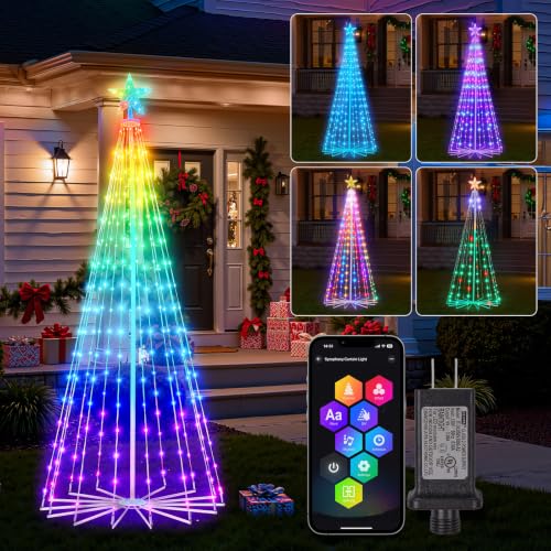 Brightown Smart Christmas Cone Tree LED Light 6ft 265 LEDs Multicolor with App & Music Sync