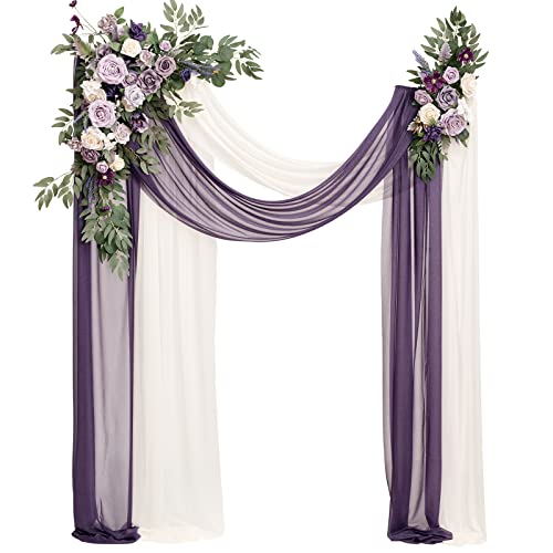 Purple Lilac Wedding Arch Flowers Set - Flexible Foam & Silk Decor for Outdoor & Indoor Weddings - Variation: Prpl-Lilac & Gold