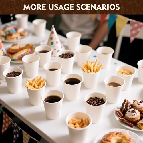 White Disposable Paper Coffee Cups 8 oz Pack of 1000 - Leak-Proof & Stackable