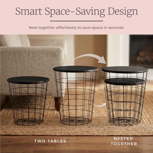 Lavish Home Black Nesting End Tables Set of 2 – Stylish Living Room Side Tables