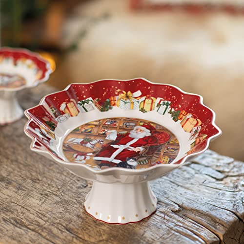 Villeroy & Boch Toy's Fantasy Christmas Collection Footed Pastry Plate 9.5x4.75in, Colorful, 25x25x12.5cm