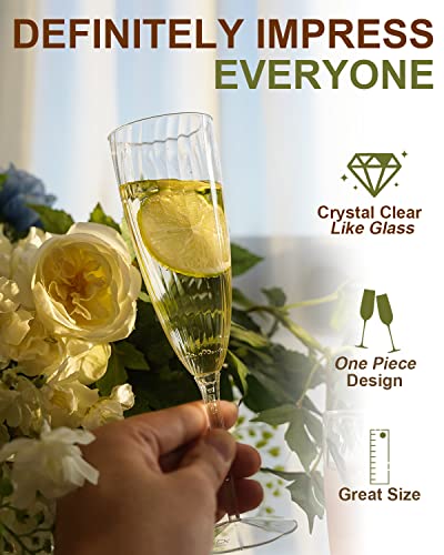 96 Pack Clear Plastic Champagne Flutes - 6 Oz Disposable Wine Glasses - Variation of THIS listing