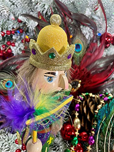 Mardi Gras King Wooden Nutcracker Christmas Decoration 14 Inch Santa's Workshop