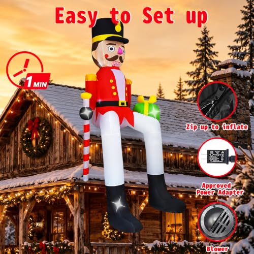10 FT Outdoor Christmas Inflatable Nutcracker Decoration with LED Lights