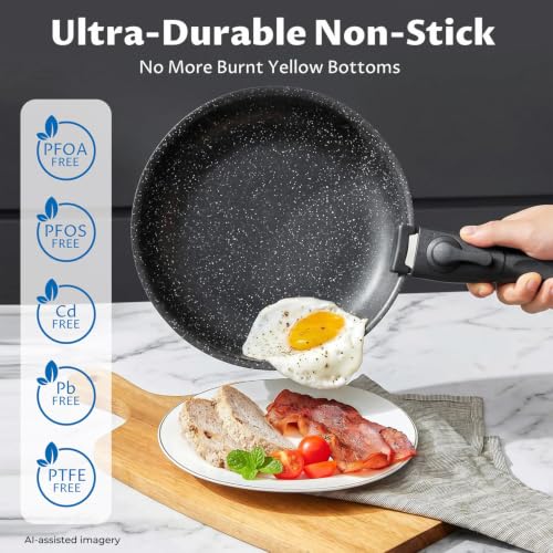 BEZIA 10-Piece Induction Cookware Set with Removable Handles, Nonstick Pots & Pans
