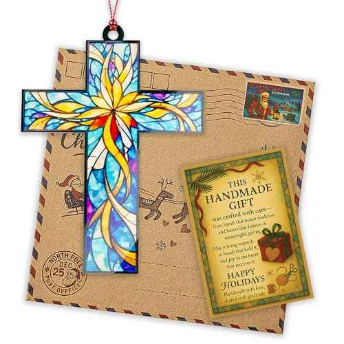 Cross Christmas Ornaments 2025, Jesus Christmas Decorations, Cross Ornament for Tree, Religious Gifts for Women, Nativity Cross Christian Gift for Xmas Holiday Church, Bible Gifts, Grace, New Year