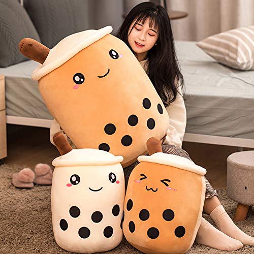Hitoshe 27.5in Boba Plush Pillow Toy Brown Round Eye — Milk Tea Cup Hug Pillow