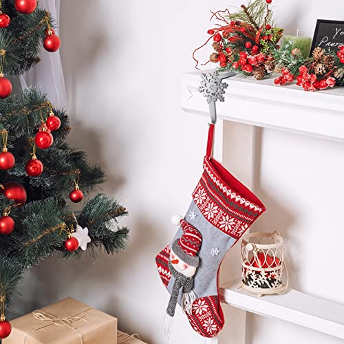 Peryiter 12 Pcs Snowflake Stocking Holders Metal Hooks for