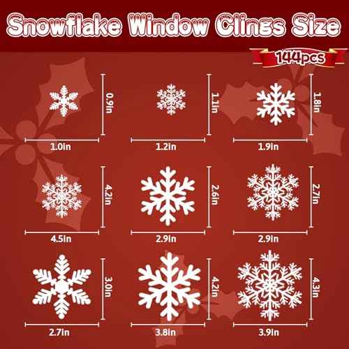 144pcs Christmas Snowflake Window Clings Stickers, Christmas Window Decorations Xmas Decals Decor for Glass Indoor Holiday, Winter Snowflake Decals for Home Party Supplies Thanksgiving D?cor