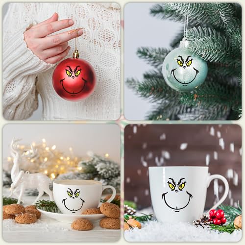 40 PCS Christmas Eye Sticker Decals - Yellow & Green Face Stickers for Ornaments