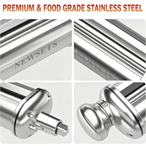 Pasta Roller Attachment for KitchenAid Stand Mixer - 8 Thickness Settings, Stainless Steel, Black - Variation 1