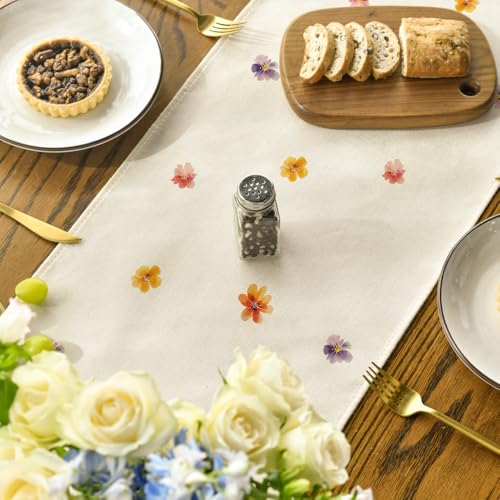 Artoid Mode Bloom Flower Tree Spring Table Runner 13x72 Inch Beige Home Decor